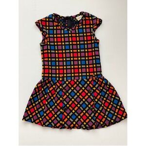 Kids Dress Vintage Playmore Drop Waist Dress 7 Colorful Plaid Little Girls Dress